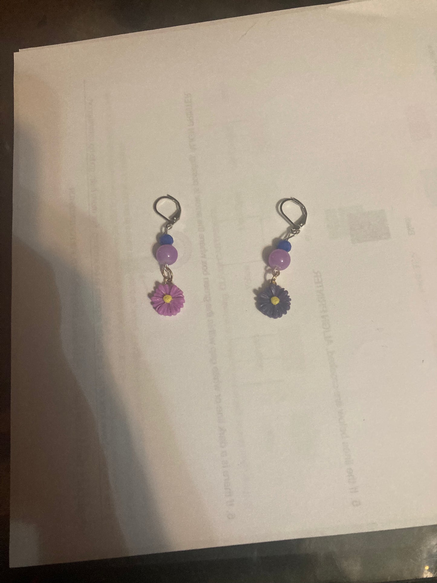 Purple flower earrings